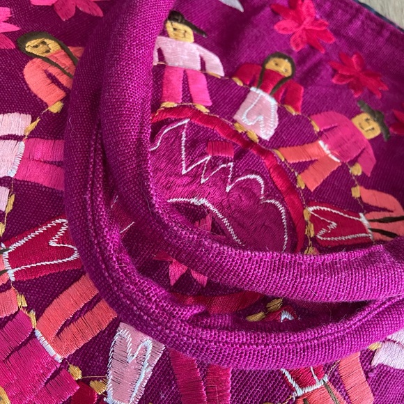 Maya Mexican Embroidered Corduroy Cotton Zippered Tote - Picture 6 of 8